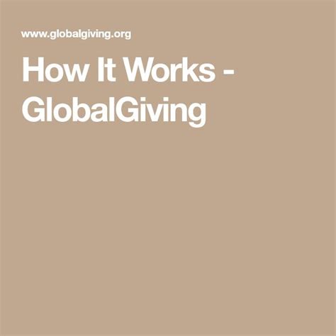 globalgiving|How It Works .